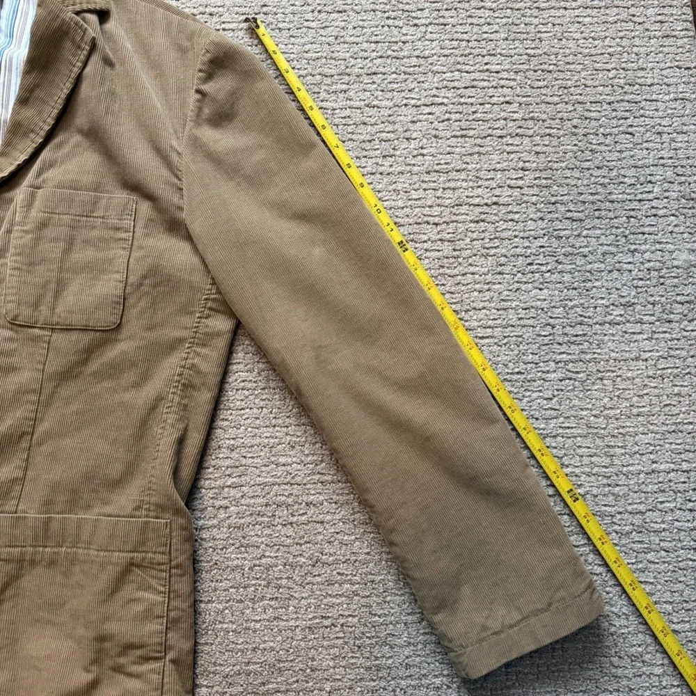 H&M LOGG Corduroy Blazer‎ Mens XL Tan Khaki Sport Coat 3-Button Striped Lining